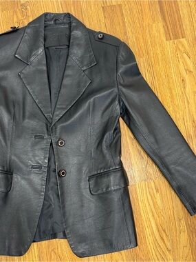 Black Leather Blazer Jacket